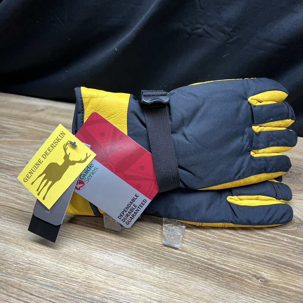 Leather Deerskin/Nylon Gloves Gander Mountain Mens Thinsulate XXL NWT Yellow/Blk